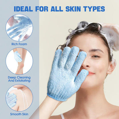 6 Pairs Exfoliating Bath Gloves Mitt Body Scrubber for Shower, Spa, Massage, Dead Skin Remover Bathing Accessories Women Men