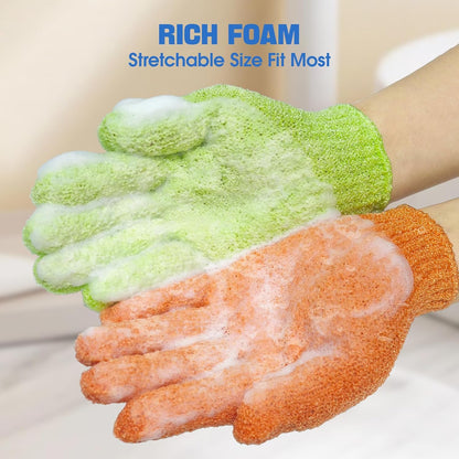 6 Pairs Exfoliating Bath Gloves Mitt Body Scrubber for Shower, Spa, Massage, Dead Skin Remover Bathing Accessories Women Men