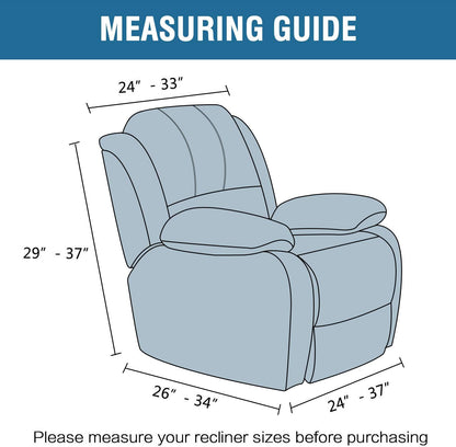 Velvet Recliner Chair Covers 1-Piece for Reclining Chair, Recliner Cover Feature Thick Luxury and Soft Fabric with Elastic Bottom, Anti-Slip Foams Attached (Grey, Large)