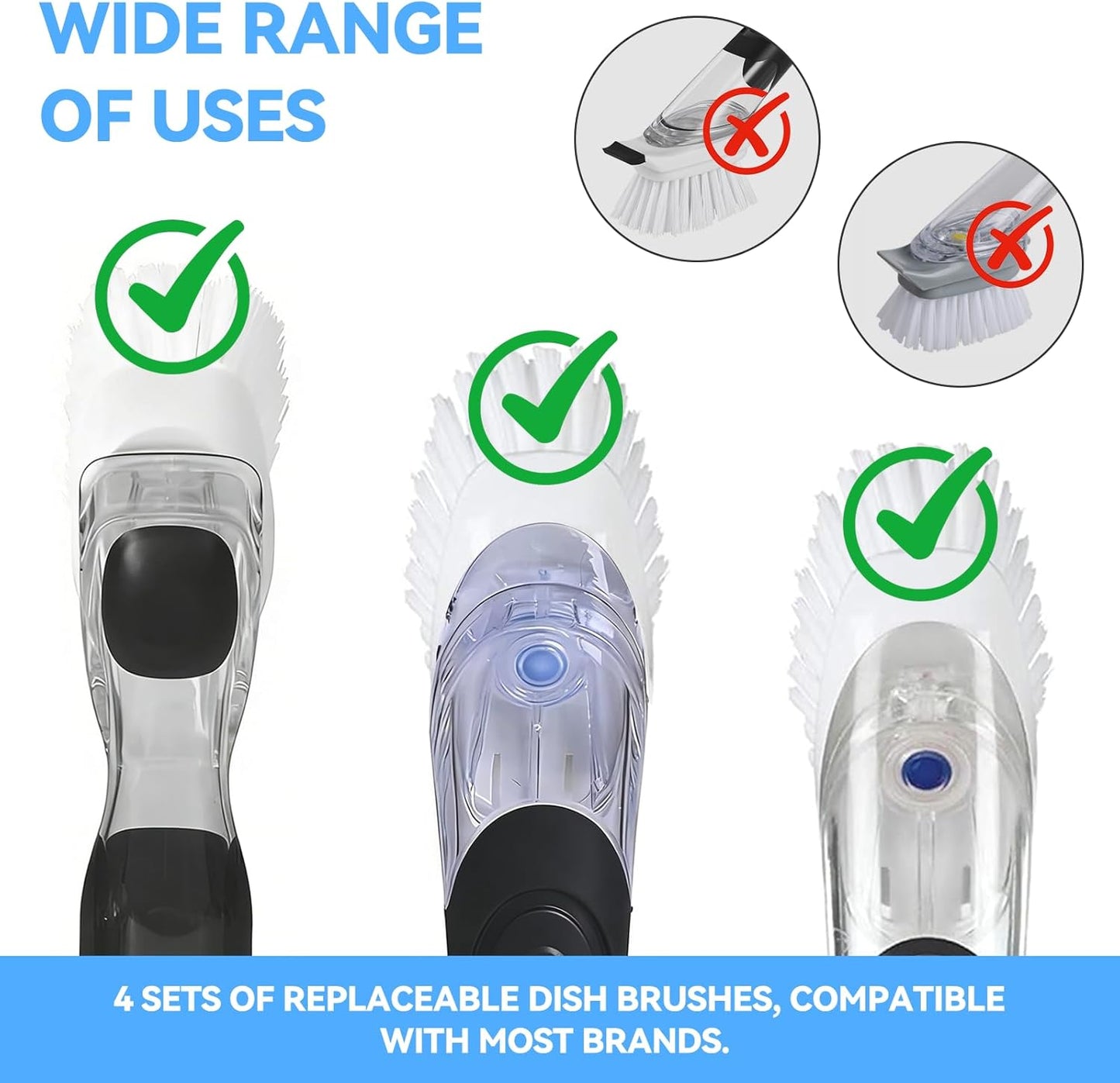 Toothbrh Heads & Dish Brh Refills 4 Pack OXO Dish Scrubber Philips Sonicare Soft Dupont Bristles Replacement Toothbrh Heads for Oral Care