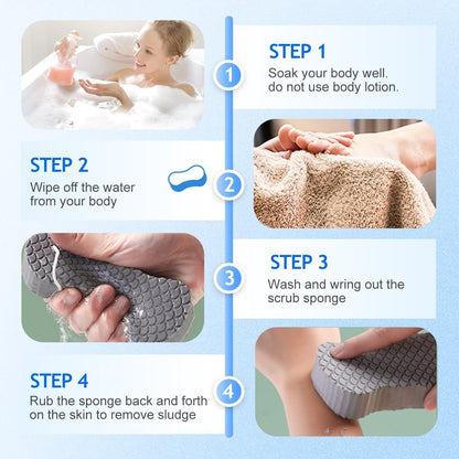 Magic Exfoliating Bath Sponge, Magic Exfoliating Body Scrubber Skin Friendly & Reusable for Adults Women and Men (4 Pcs)