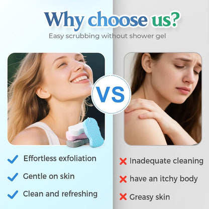 Magic Exfoliating Bath Sponge, Magic Exfoliating Body Scrubber Skin Friendly & Reusable for Adults Women and Men (4 Pcs)