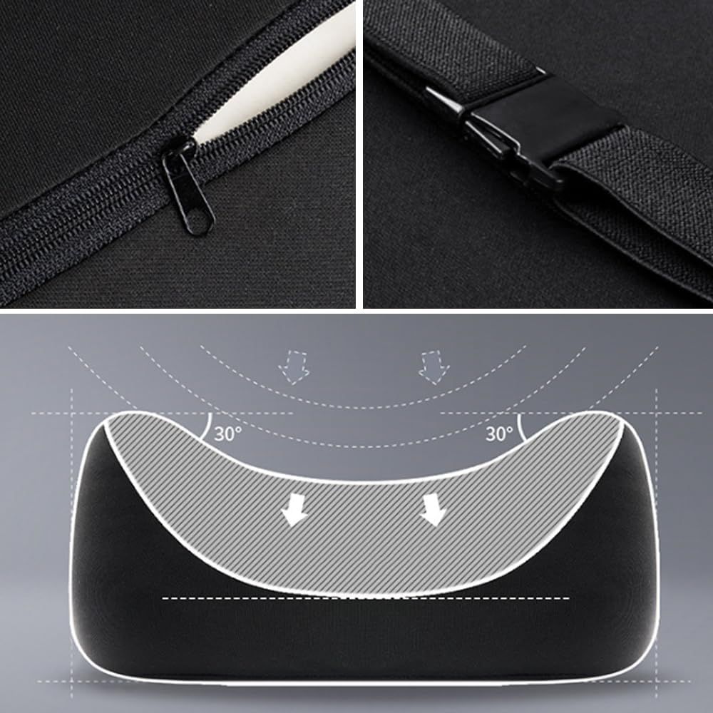 Car Headrest & Lumbar Support Cushion, Ergonomic Car Seat Headrest & Lumbar Cushion with Adjustable Strap for Neck Back Pain Relief, Car Head Rest and Lumbar Pillow Set (Black)