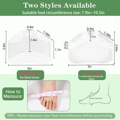 Toe Pads, Ball of Toe Cushions Mixed 8 Pack Metatarsal Pads Ball of Foot Pads Callus Foot Pain Relief Bunion Forefoot Cushioning Relief Women(Thin Strap 4 Pack +Wide Strap 4 Pack)