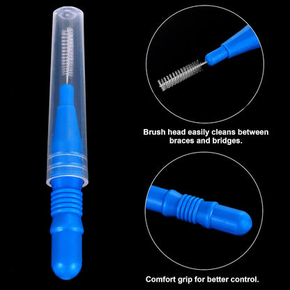 100 Pcs Braces Dental Brush Flosser for Cleaner Interdental Brush Toothpick Tooth Flossing Head Oral Dental Toothpick Cleaners Cleaning Tool(Red and Blue)