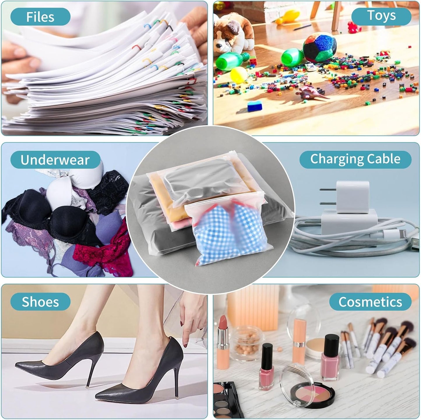 25 Pcs 13x10 Inch Frosted Resealable Clothing Bags - 3 Mil Heavy-Duty Plastic Packaging for Apparel Storage | Travel & Small Business Organizer for Shirts, Delicate Garments-No Vent Holes