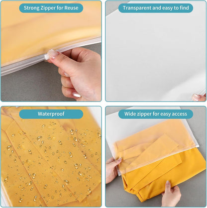 25 Pcs 13x10 Inch Frosted Resealable Clothing Bags - 3 Mil Heavy-Duty Plastic Packaging for Apparel Storage | Travel & Small Business Organizer for Shirts, Delicate Garments-No Vent Holes