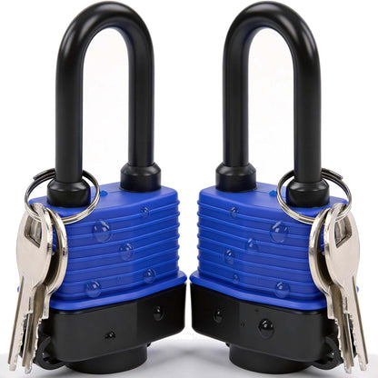 ® Heavy-Duty 44mm 1.75" Out-Door Padlock Keyed-Alike, Water-Resistant Cover, Steel Lock with Same-Key, Extra-Long-Shackle Anti-Rust, Brass Cylinder for Boat, Fishing, Marine, Fence