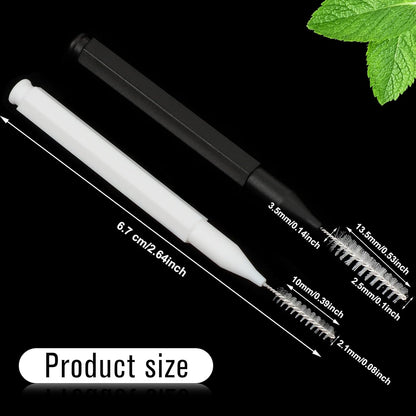 100 Pieces Braces Brush for Cleaner Interdental Brush Toothpick Dental Tooth Flossing Head Oral Dental Hygiene Flosser Toothpick Cleaners Tooth Cleaning Tool (Black, White)