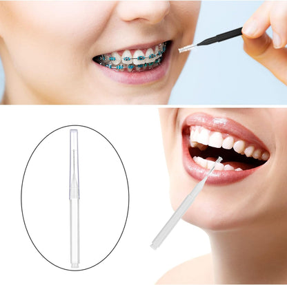 100 Pieces Braces Brush for Cleaner Interdental Brush Toothpick Dental Tooth Flossing Head Oral Dental Hygiene Flosser Toothpick Cleaners Tooth Cleaning Tool (Black, White)