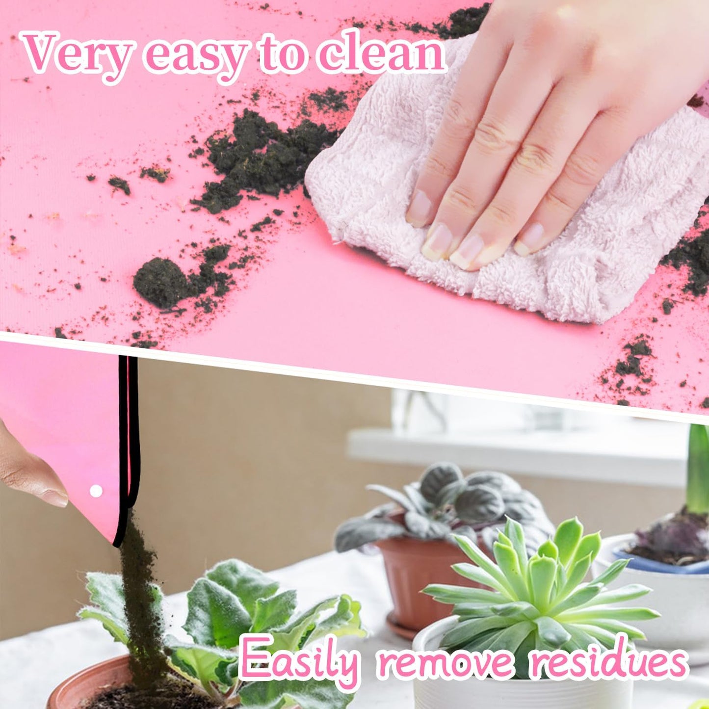 Repotting Mat for Indoor Plant Transplanting 29.5"x 29.5" Pink Garden Mat for Plant Lovers Oxford Fabric Portable Potting Tray for Gardening Mess Control