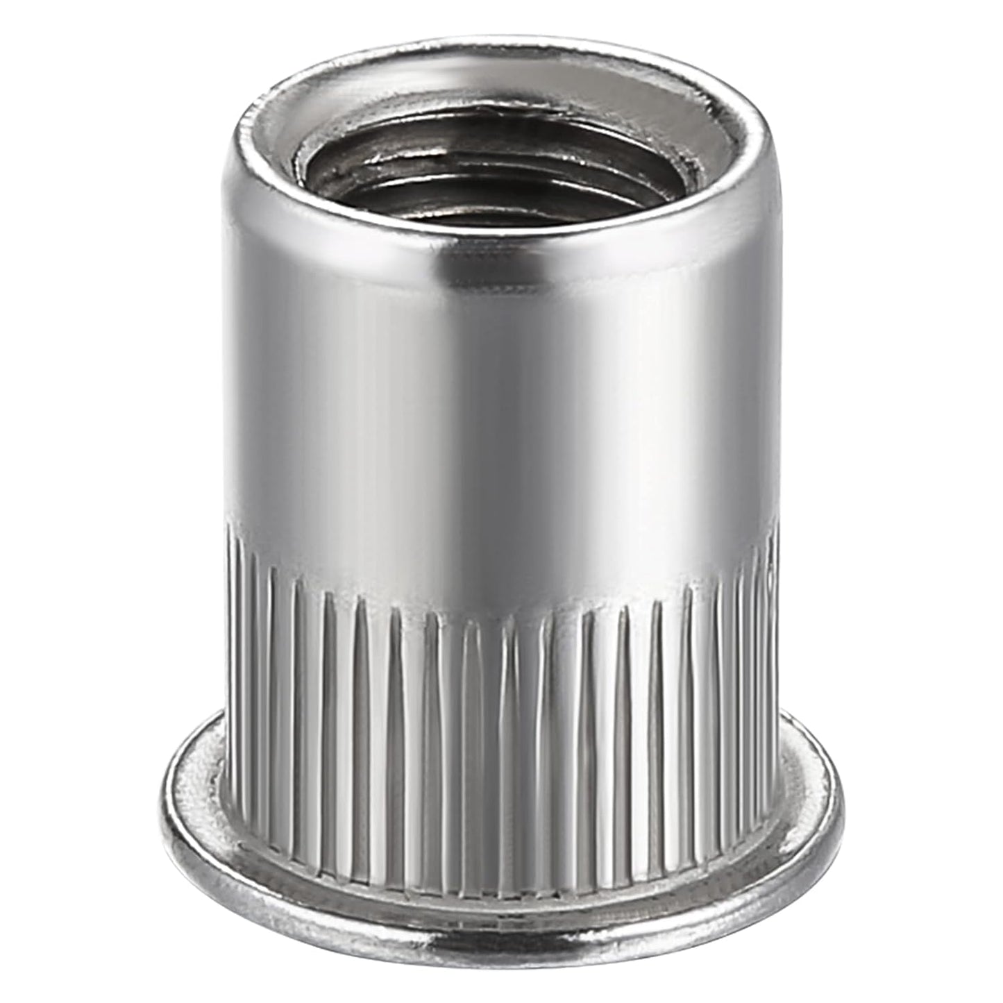 Rivet Nut 1/4"-20UNC 100Pcs Stainless Steel 304 Finish Flat Head Rivnut Threaded Insert Nut Knurled Body