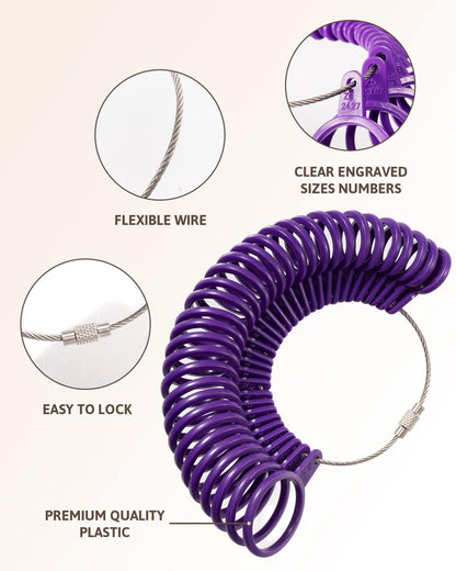 Petluno Ring Sizer Australia, A-Z Measurement Tool Australian Sizes, Finger Size Measure, with Clear Scale, Easy to Use, Gauge for Women, Men (Plastic Set) Plastic Set