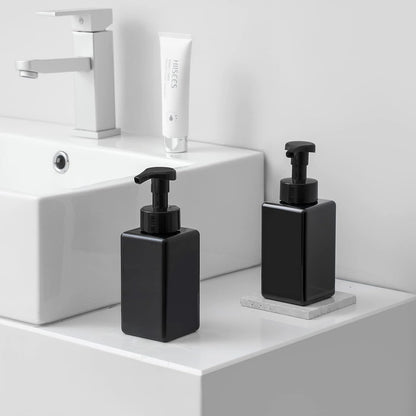 Foaming Soap Dispenser, 15oz Refillable Pump Bottle Plastic for Liquid Soap, Shampoo, Body Wash, 4 Pcs, Black