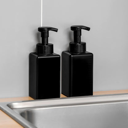 Foaming Soap Dispenser, 15oz Refillable Pump Bottle Plastic for Liquid Soap, Shampoo, Body Wash, 4 Pcs, Black
