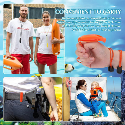 6Pcs Emergency Whistles, Safety Survival Whistles, Loud Floating Whistle with Adjustable Reflective Lanyard, for Boating, Swimming, Water Survival, Camping, Climbing, Hiking