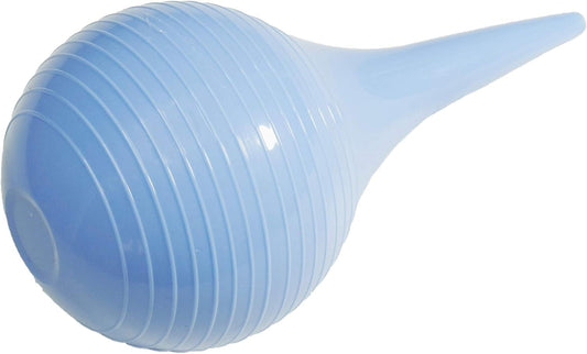 Blue rubber ear suction syringe bulb with narrow nozzle tip