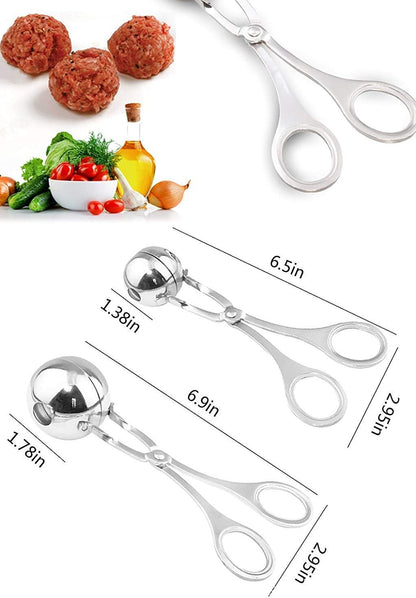 DodoBee Meatball Scoop Ball Maker, 2PCS Stainless Steel Meat Baller Tongs, Cake Pop Maker Meatball Scooper Cake Pop Scooper Melon Baller Rice Dough Ice Tongs for Kitchen Tools, Ball Size 1.38"&1.78"