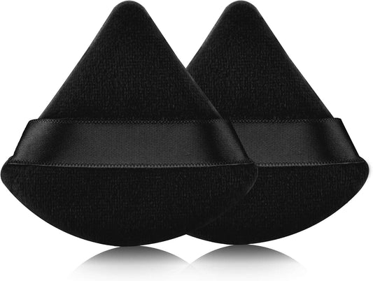Black triangle powder puff sponges set, plush velvet face blenders