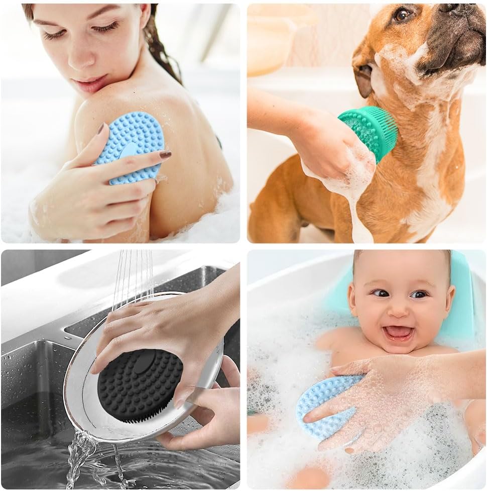 Silicone Body Scrubber, Set of 3 Soft, Exfoliating, Blood Circulation, Cleansing, Softening, All Skin Types, Manual, SKIN_CLEANING_BRUSH