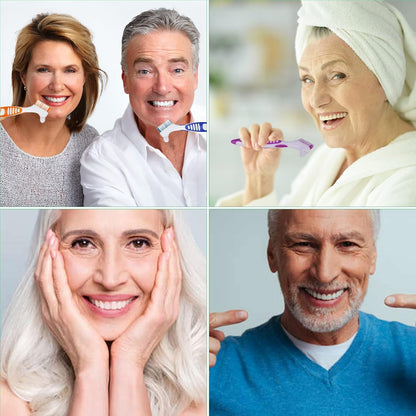 4Pcs Denture Brush Dual Head Toothbrushes, Portable Denture Brush with Soft Bristles and Dual Angled, Hard Denture Cleaning Brush for Denture Care Denture Toothbrush