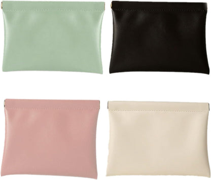 Store 4pcs Pocket Cosmetic Bags Waterproof Portable Small Makeup Bag No Zipper Self-Closing Purse 18x14cm Small Pouch for Women Mini Makeup Bag Travel Storage Organizer for Headphones Jewelry