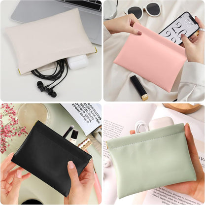 Store 4pcs Pocket Cosmetic Bags Waterproof Portable Small Makeup Bag No Zipper Self-Closing Purse 18x14cm Small Pouch for Women Mini Makeup Bag Travel Storage Organizer for Headphones Jewelry