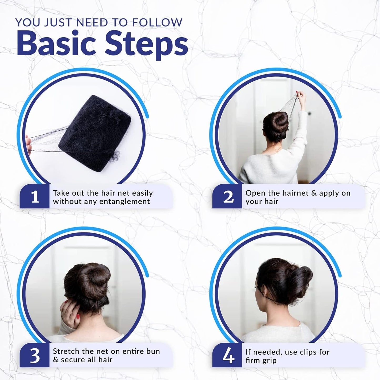 100Pcs Hair Net Black 24" Invisible Hair Nets for Women and Men - Perfect for Hair Bun, Sleeping, & Kitchen Food Service