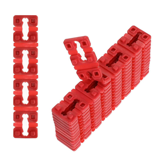 Red plastic outlet spacer clips, stacked switch/receptacle shims set