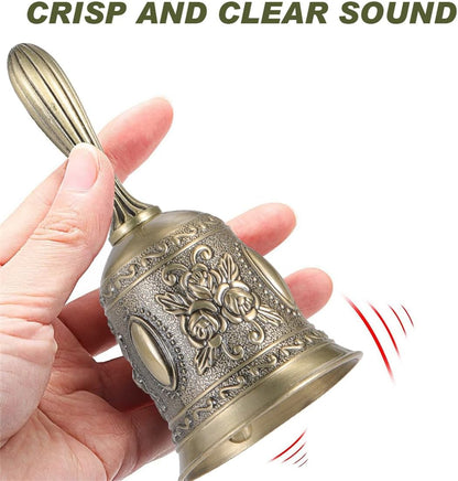 Hand Bell Service Call - Vintage Metal Dinner Bell for Weddings, Seniors, Bedside - 1 Pack