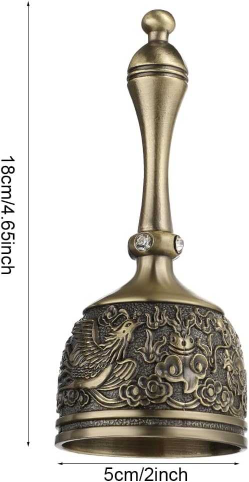 Hand Bell Brass Dinner Call Bells Loud Service Ringing Bell Tibetan Handbells for Meditation Seniors Bedside Musical Teaching Classroom