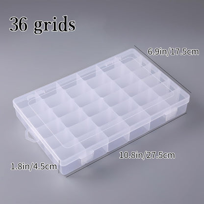 36 Grids Plastic Organizer Storage Container Box, Clear Removable Grid Box Organizer for Jewelry Tackle Crafts Earring Cosmetics