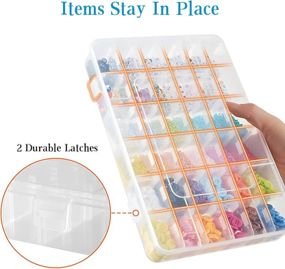 36 Grids Plastic Organizer Storage Container Box, Clear Removable Grid Box Organizer for Jewelry Tackle Crafts Earring Cosmetics