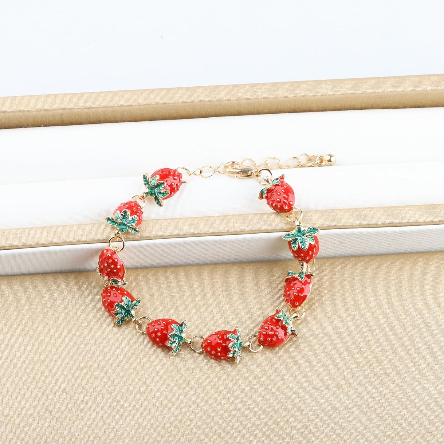 Strawberry Bracelet Fruit Strawberry Lover Gifts Strawberry Pendent Jewelry Strawberry Charm Bracelet