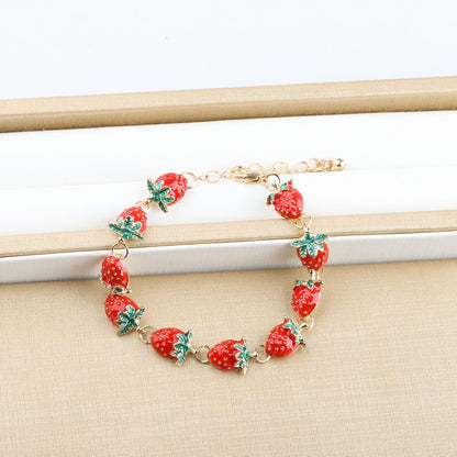 Strawberry Bracelet Fruit Strawberry Lover Gifts Strawberry Pendent Jewelry Strawberry Charm Bracelet