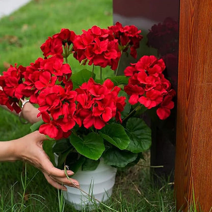 6Pcs Artificial Geraniums 14 Inch Lifelike Artificial Flowers with Adjustable Branches Long Lasting Vibrant Silk Geranium for Indoor, Outdoor, Red