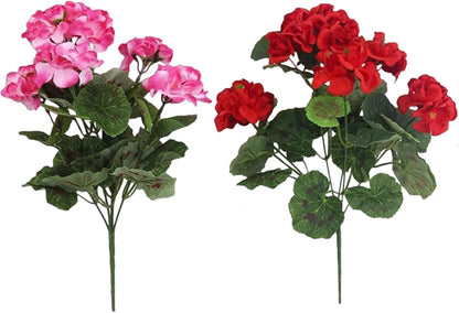 6Pcs Artificial Geraniums 14 Inch Lifelike Artificial Flowers with Adjustable Branches Long Lasting Vibrant Silk Geranium for Indoor, Outdoor, Red