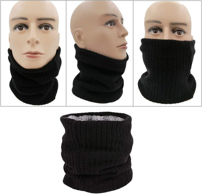 Neck Warmer Gaiter Tube Polar Fleece Ski Winter Face Cover Mask Cold Weather Face Scarf(2 Pack Black+Darkgrey)