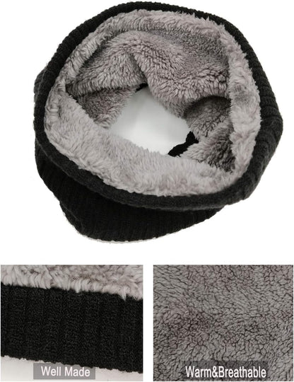 Neck Warmer Gaiter Tube Polar Fleece Ski Winter Face Cover Mask Cold Weather Face Scarf(2 Pack Black+Darkgrey)