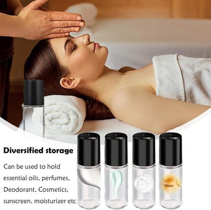 4PCS Essential Oil rolling Bottle, 30ml Portable Transparent Empty Glass Essential Oil Rolling Bottle,Refillable Cosmetic Perfume Rolling Bottle,For Fragrance Essential Oil