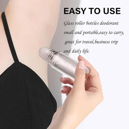 4PCS Essential Oil rolling Bottle, 30ml Portable Transparent Empty Glass Essential Oil Rolling Bottle,Refillable Cosmetic Perfume Rolling Bottle,For Fragrance Essential Oil