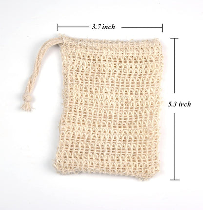 MIFASOO 5 Pack Natural Sisal Soap Saver Bag Zero Waste Mesh Bar Soap Loofah Holder Pouch for Shower