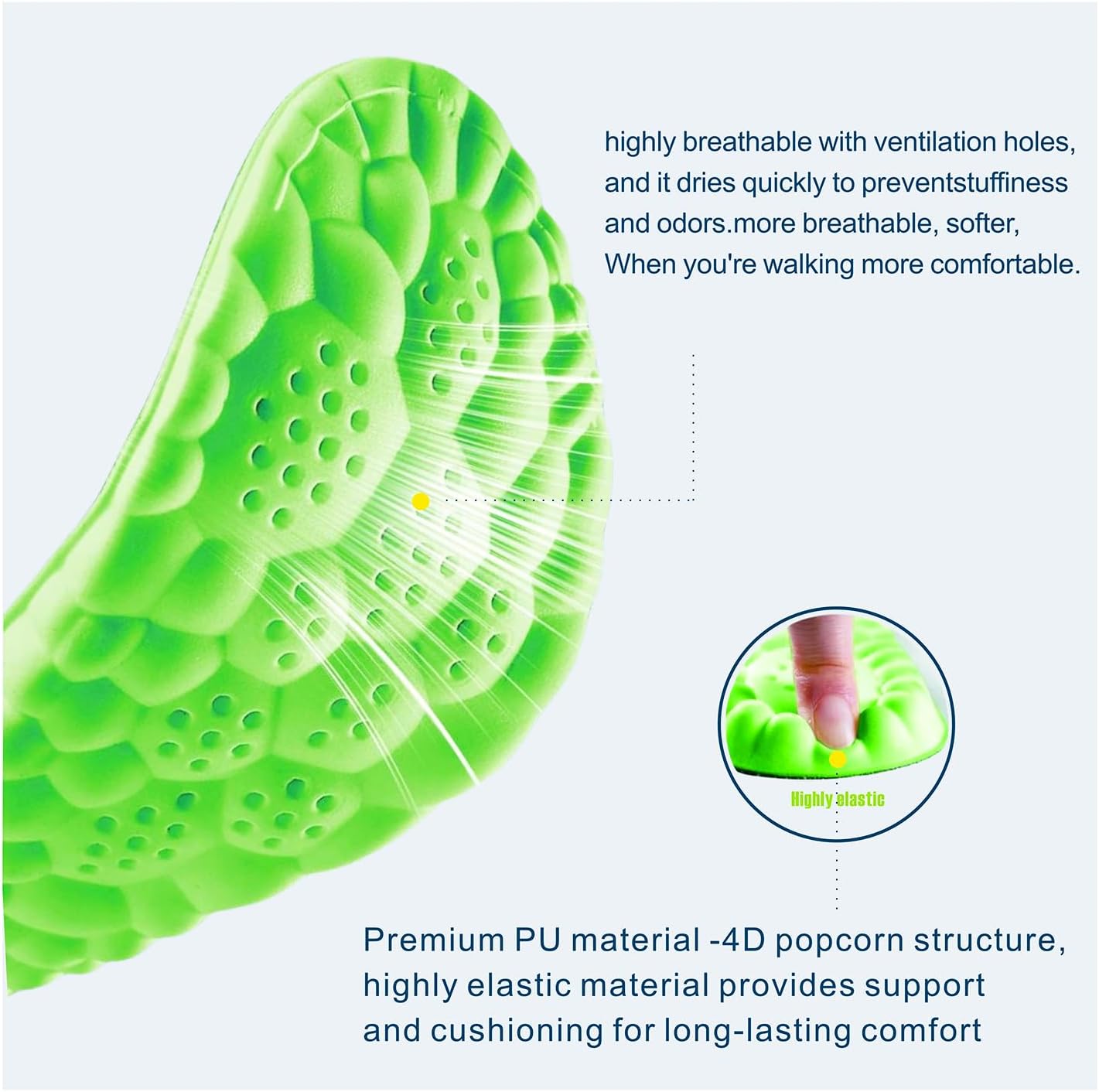 sneaker insoles memory foam replacement insoles with Excellent Shock Absorption and Cushioning for Men and Women Comfortable Feet Relief Insoles (Men US 7.5-10 Women US 8-11, 1 pair)
