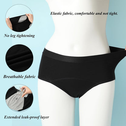 Women's Menstrual Period Panties Cotton Leakproof Underwear Heavy Flow Protection Pants Breathable Briefs 5 Pack