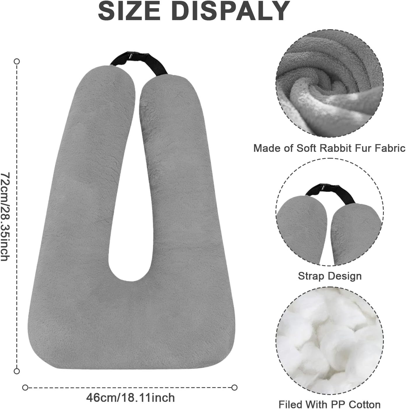 Car Pillow for Kids – Comfort Travel Pillow for Car – Soft Cotton Support Cushion for Children and Adults on Long Trips (Gray)