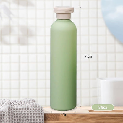3Pcs 8.8oz Flip Top Squeeze Bottles,Reusable and Refillable Leak Proof Travel Bottles,For Lotions,Facial Creams,Shampoos,Hair Conditioner (Green)