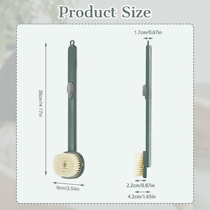 Long Handle Bath Massage Cleaning Brush with Soap Dispenser for Men Women Elderly Body Back Scrubber Storable Wash, Dispenser, (14 inch / 36 cm,Green）