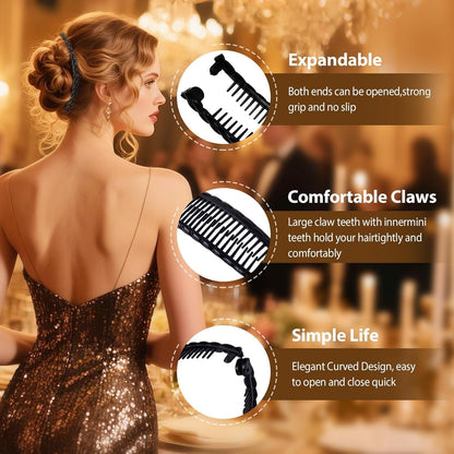 3Pcs Banana Clips Hair, Vintage Clincher Combs Banana Hair Clips Claws Hair Clips, Banana Clips Hair for Thick Hair (Black, White, Brown)