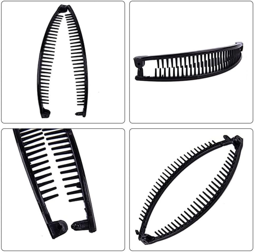 3Pcs Banana Clips Hair, Vintage Clincher Combs Banana Hair Clips Claws Hair Clips, Banana Clips Hair for Thick Hair (Black, White, Brown)