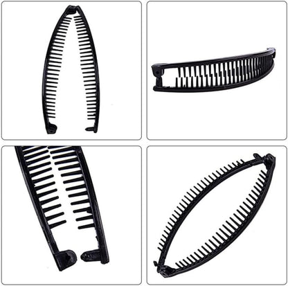 3Pcs Banana Clips Hair, Vintage Clincher Combs Banana Hair Clips Claws Hair Clips, Banana Clips Hair for Thick Hair (Black, White, Brown)